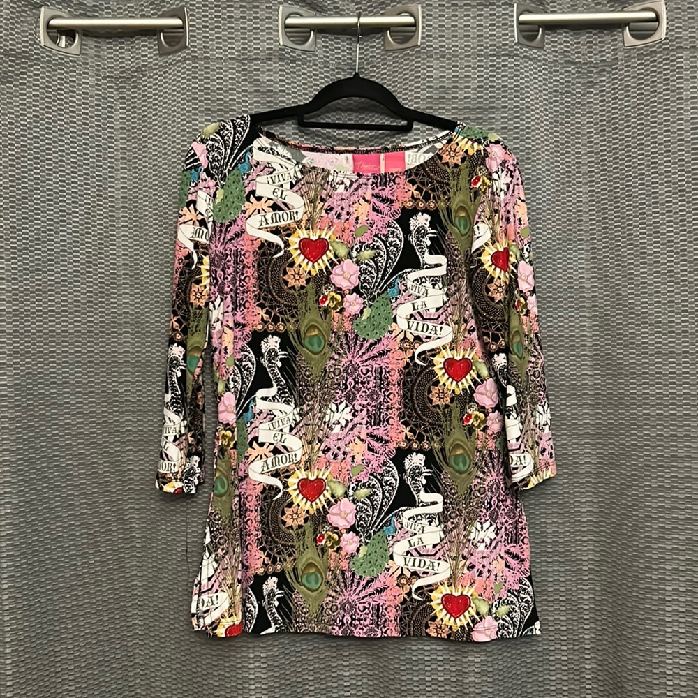 Thalia Sodi Multi Color and Design 3/4 Sleeve Top